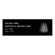 Three Snowy Christmas Trees. Black White. Business Card