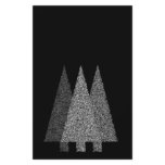 Three Snowy Christmas Trees. Black White. flyers