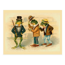 "Three Sociable Frogs" Postcard