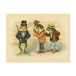 "Three Sociable Frogs" Vintage Postcard