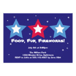 Three stars food fun fireworks 4th of July party Invites