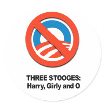 Three stooges - Harry, Girly, and O Round Sticker