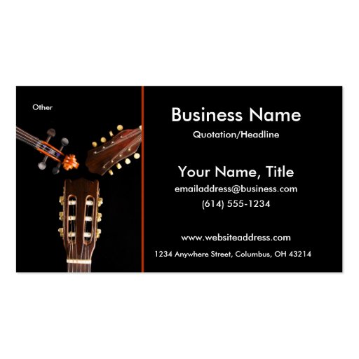 Three String Instruments Business Cards (front side)