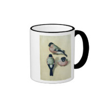 Three studies of a bullfinch coffee mug