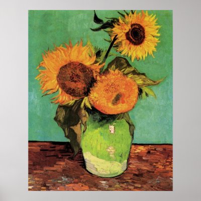 Three Sunflowers in a Vase by Van Gogh Print