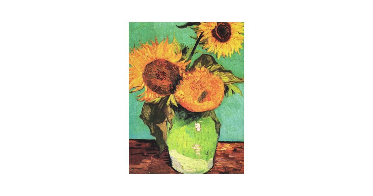 Three Sunflowers in a Vase by Vincent van Gogh Canvas Print Zazzle