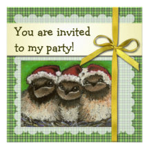 Three swallows singing Christmas carols Personalized Announcements