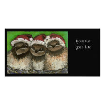 Three swallows singing Christmas carols Customized Photo Card