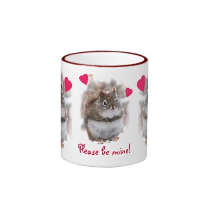 Three Sweet Squirrels Valentine Ringer Coffee Mug