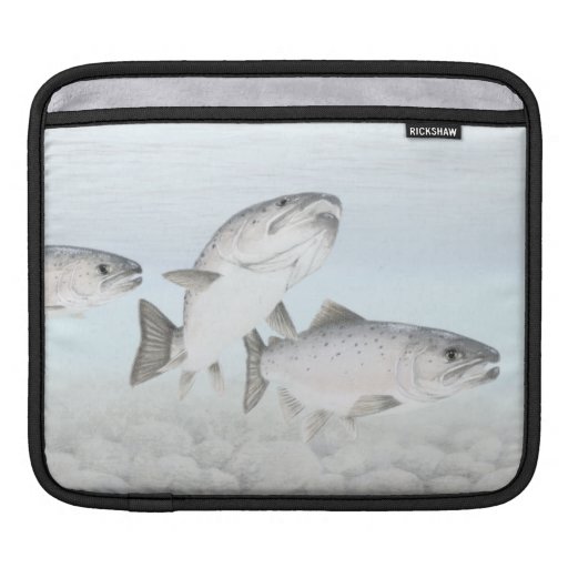 THREE SWIMMING SALMON iPad SLEEVE
