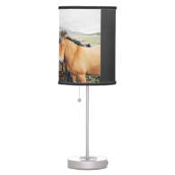 Three Themed, Iceland  Brown, White And Black Hors Table Lamp