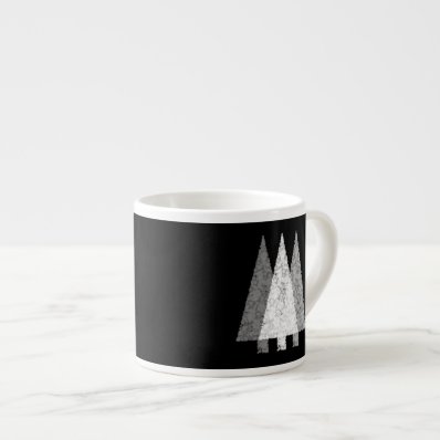 Three Trees in Black and White. Espresso Cups