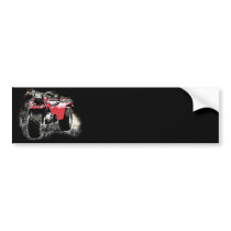 Three Wheeled ATC Red Trike Motorbike Bumper Sticker