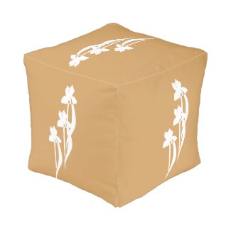 Three White Irises Pouf
