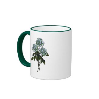 Three White Roses: Color Pencil Art: Floral Coffee Mugs