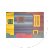 Three Windows Round Stickers