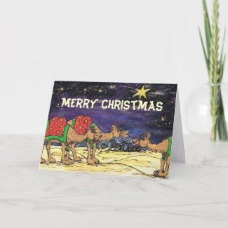 Three Wise Camels Camels Christmas Card card