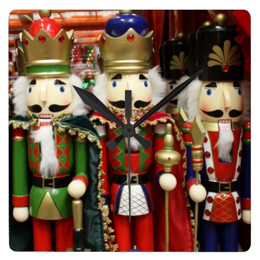 Three Wise Crackers - Nutcracker Soldiers Square Wall Clocks