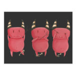 Three Wise Devils - Little Devils art Postcard