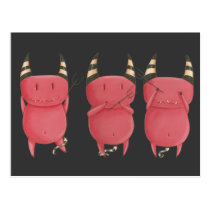 Three Wise Devils - Little Devils art postcards