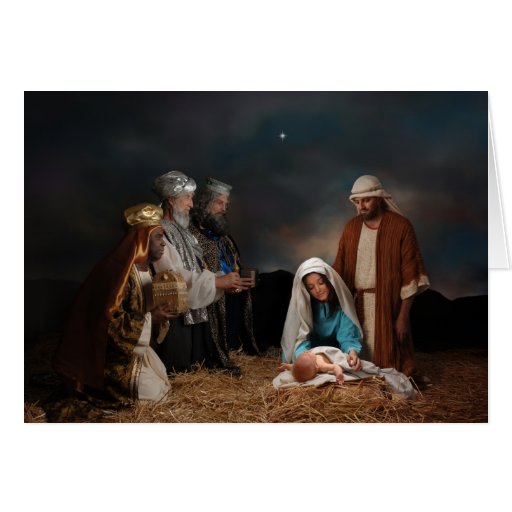 Three Wise Men at the Nativity Greeting Cards