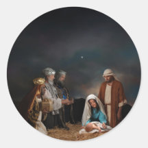 Three Wise Men at the Nativity Round Sticker