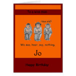 Three Wise, Modern, Monkeys Birthday cards cards