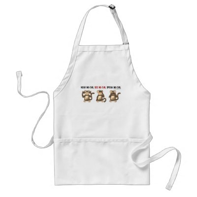 Three Wise Monkeys Aprons by ironydesign