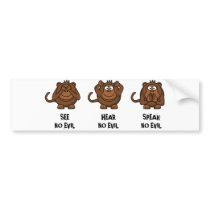 Three Wise Monkeys Bumper Stickers