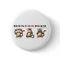 Three Wise Monkeys Buttons