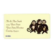 Three Wise Monkeys Custom Shipping Label