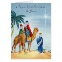 Three Wisemen on Camels, Light Blue Greeting Card