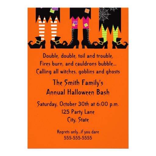 Three Witches Halloween Party Invitation (front side)