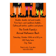 Three Witches costume feet bright orange Halloween Party Invitation