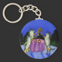 Three Wolves in Snow keychains