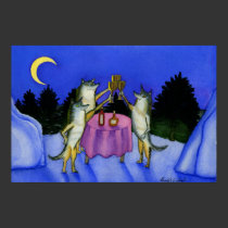 Three Wolves Toasting the Moon Poster posters