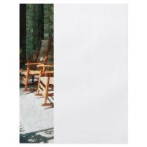 Three Wooden Rocking Chairs on Sunny Porch Full Color Flyer