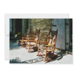 Three Wooden Rocking Chairs on Sunny Porch Personalized Invitation