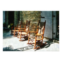 Three Wooden Rocking Chairs on Sunny Porch Personalized Invitation