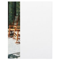 Three Wooden Rocking Chairs on Sunny Porch Letterhead