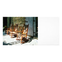 Three Wooden Rocking Chairs on Sunny Porch Photo Card