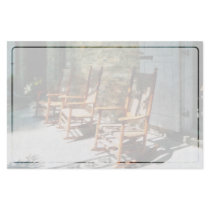 Three Wooden Rocking Chairs on Sunny Porch Stationery Paper