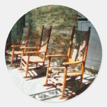Three Wooden Rocking Chairs on Sunny Porch Stickers