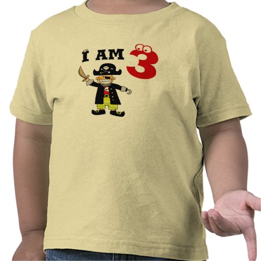 Three year old birthday boy ( pirate ) tee shirt