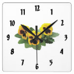Three Yellow Pansies Wall Clock