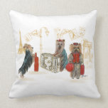 Three Yorkies Traveling Paris Throw Pillow