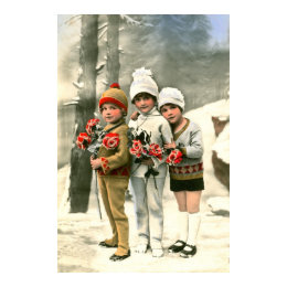 Three young French children print