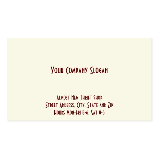 Thrift Shop Second Hand Store Business Card (back side)