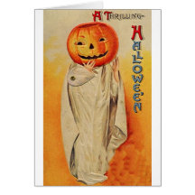 Thrilling Halloween Pumpkin Costume Greeting Cards