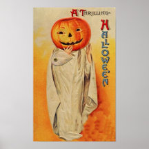 Thrilling Halloween Pumpkin Costume Poster